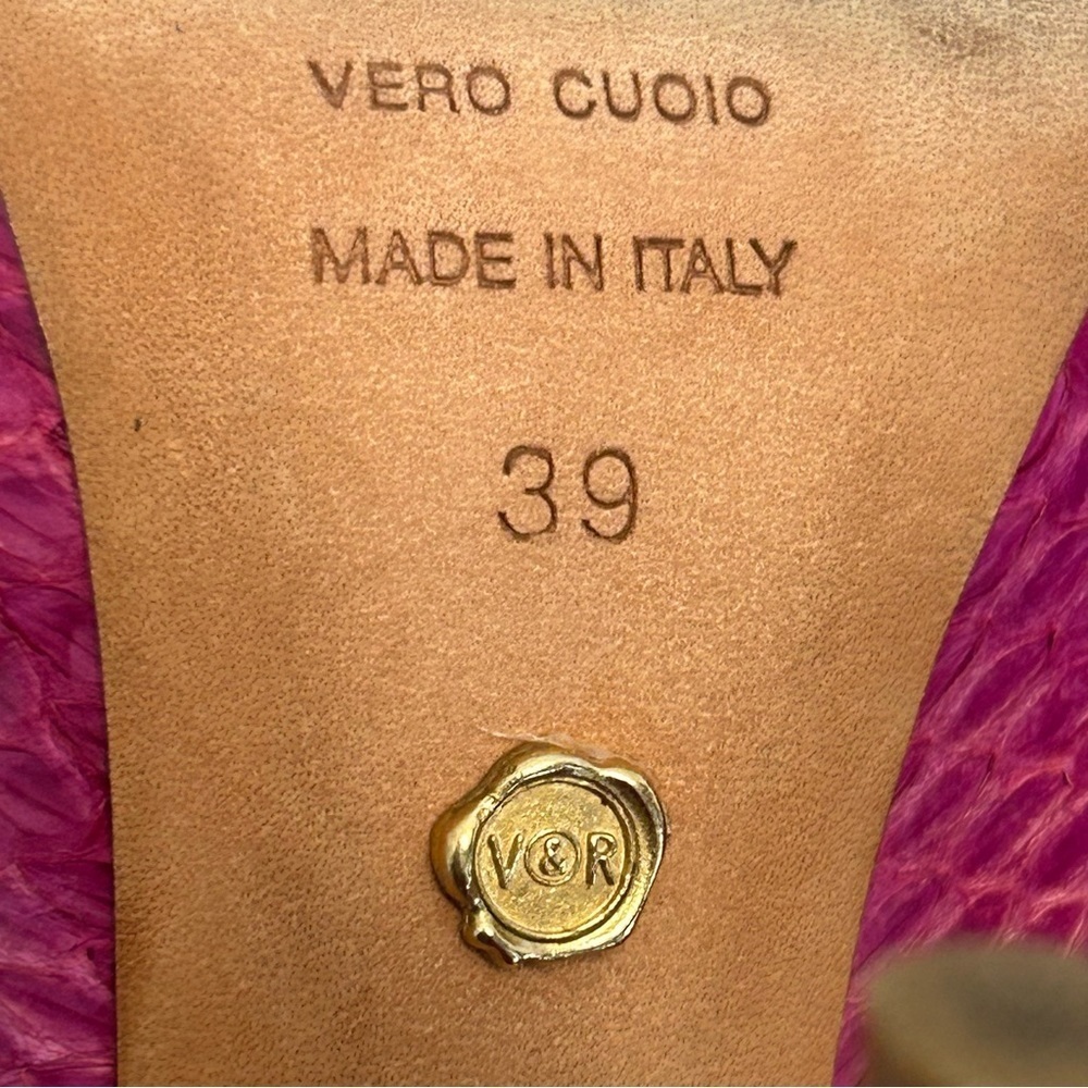 Viktor & Rolf pink snake print embossed bow stiletto high heels Sz 39 - Picture 8 of 10